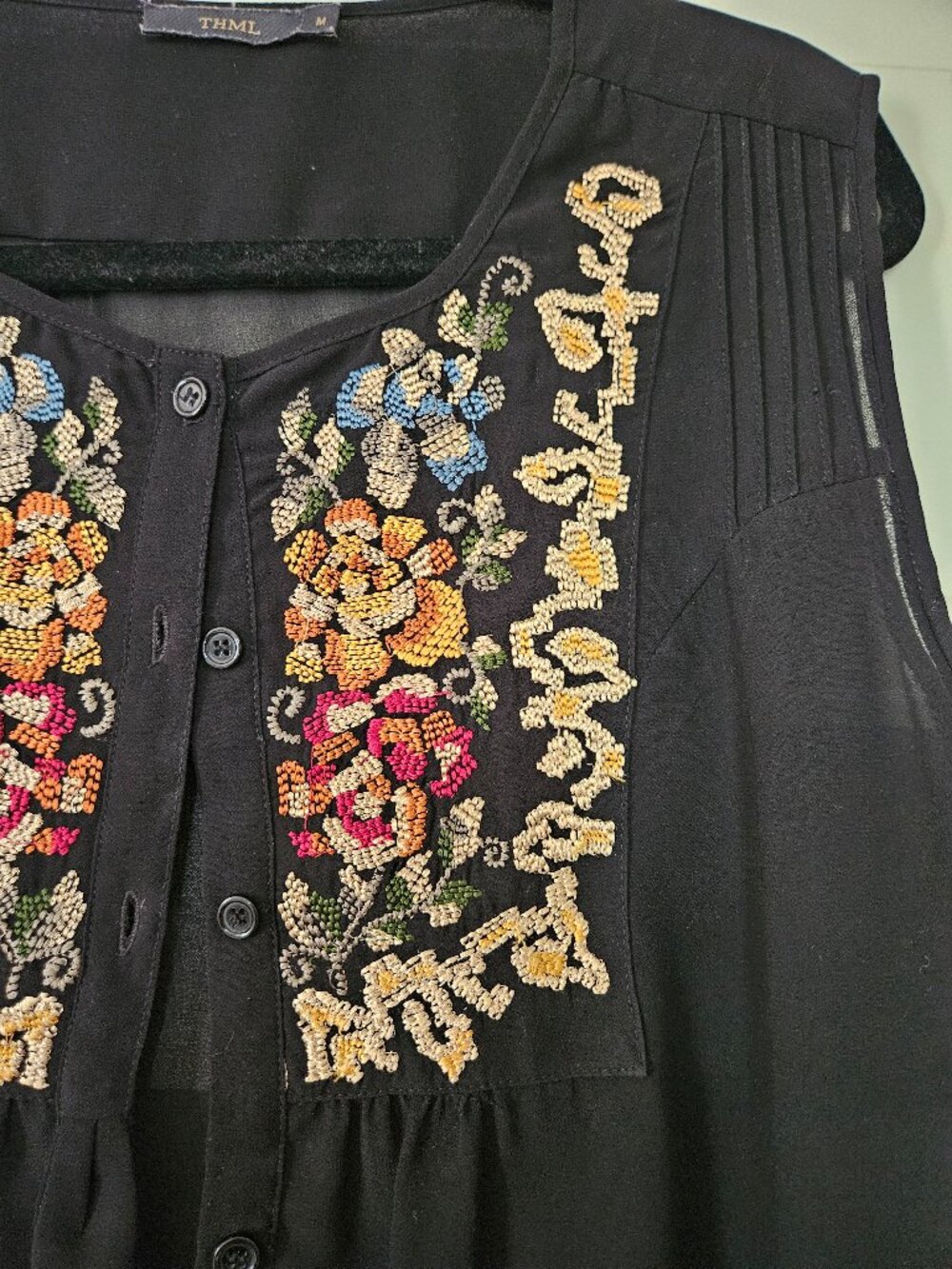 THML Sleeveless Embroidered Blouse